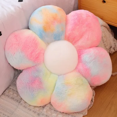เบาะรองนั่งสีรุ้ง 40x40cm เบาะนั่งพื้น เบาะรองนั่งเก้าอี้ ใช้พิงหลังได้ ลวดลายดอกไม้ หนานุ่มนั่งสบาย